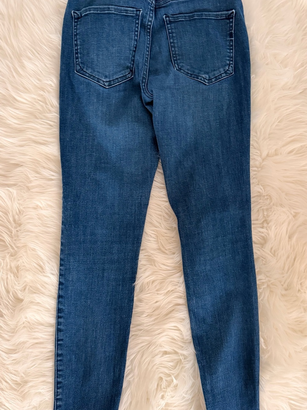 Express High-Rise Button-Fly Jeans in Dark Blue Denim - Picture 3 of 6